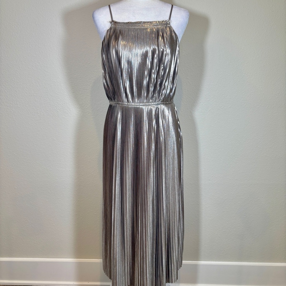NWT Banana Republic Metallic Gold Bronze Midi Dress Size 8